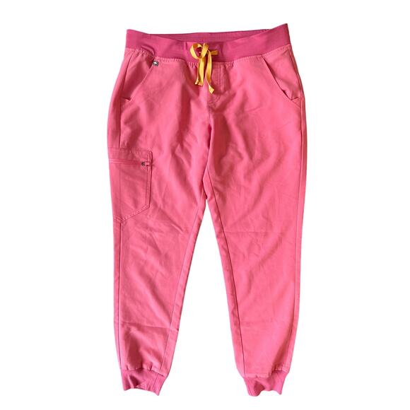 Figs Zamora High Waisted Jogger Scrub Pants in Neon Pink Size Medium - Picture 1 of 6